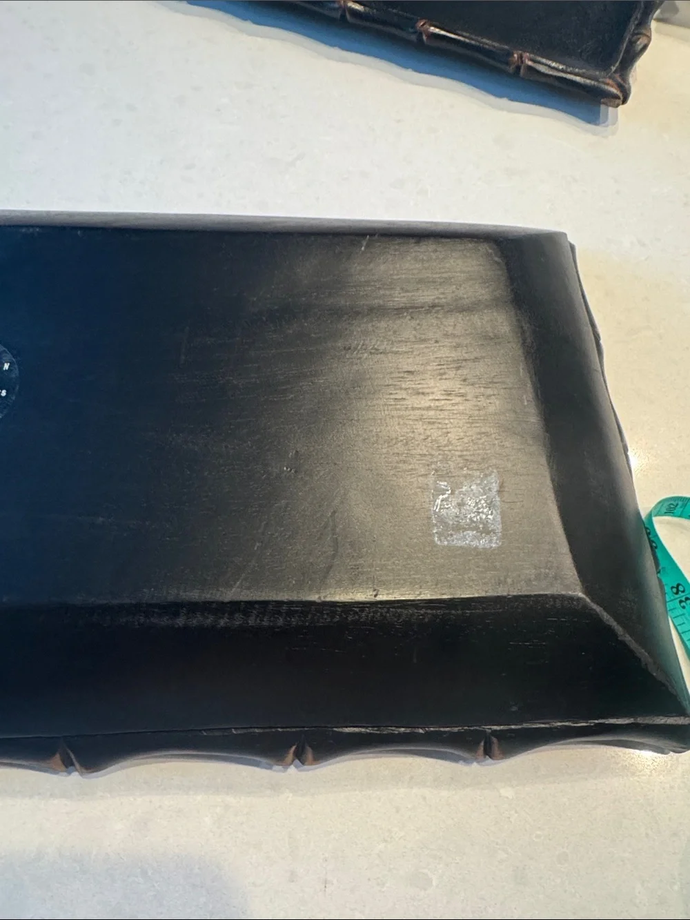 Pottery Barn Black carved Bamboo Rectangular Decorative Tray